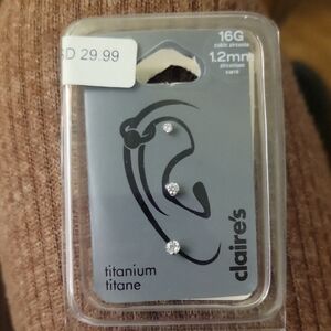 Claire's Titanium Ear Piercing Set with Zirconia Body Jewelry 16G